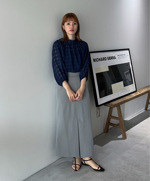 feepur(フェピュール)の「シアーチェックバルーンブラウス(シャツ/ブラウス・レディース・ブラック/オフホワイト/ネイビー・MEDIUM)」の16枚目の写真