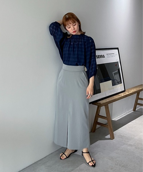 feepur(フェピュール)の「シアーチェックバルーンブラウス(シャツ/ブラウス・レディース・ブラック/オフホワイト/ネイビー・MEDIUM)」の17枚目の写真