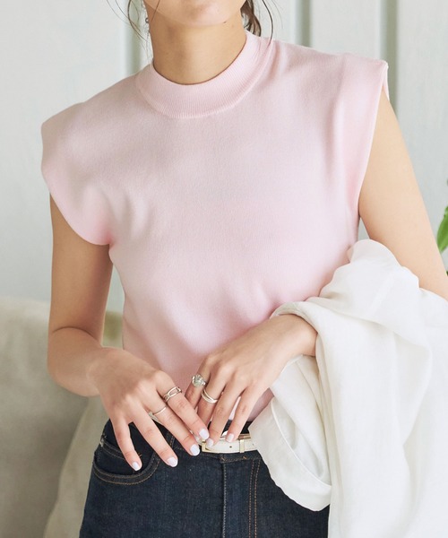 KOBE LETTUCE（コウベレタス）の「二重スリーブモックネックニットトップス（ニット/セーター・レディース・オフホワイト/グレイッシュベージュ/ブラック/ライトグリーン/ピンク系/イエロー/ブラック系その他/グレー/ベージュ系・L/M）」の9枚目の写真