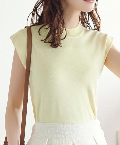 KOBE LETTUCE（コウベレタス）の「二重スリーブモックネックニットトップス（ニット/セーター・レディース・オフホワイト/グレイッシュベージュ/ブラック/ライトグリーン/ピンク系/イエロー/ブラック系その他/グレー/ベージュ系・L/M）」の8枚目の写真