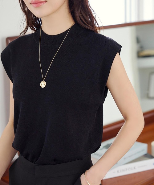 KOBE LETTUCE（コウベレタス）の「二重スリーブモックネックニットトップス（ニット/セーター・レディース・オフホワイト/グレイッシュベージュ/ブラック/ライトグリーン/ピンク系/イエロー/ブラック系その他/グレー/ベージュ系・L/M）」の16枚目の写真