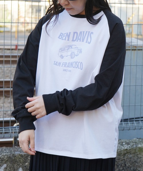 BEN DAVIS(ベンデイビス)の「《BEN DAVIS》 LADIES PRINT LONG SLEEVE(Tシャツ/カットソー・レディース・ホワイト/ホワイト×ブラック/ブラック・FREE)」の3枚目の写真