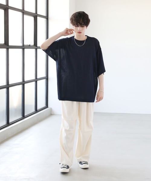 【ブルース】ANREALAGE ビッグブランケット + 半袖ニット SOMEDIFF サマーニット メンズ 半袖 クルーネック セーター 夏