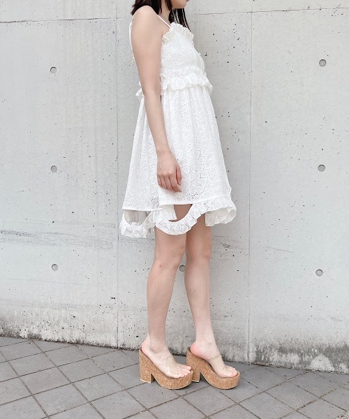 PAIN（ペイン）の「フリルキャミドレス（ワンピース・レディース・ホワイト/チェック・FREE）」の3枚目の写真