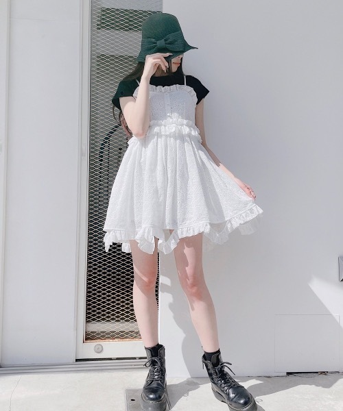 PAIN（ペイン）の「フリルキャミドレス（ワンピース・レディース・ホワイト/チェック・FREE）」の8枚目の写真