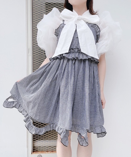 PAIN（ペイン）の「フリルキャミドレス（ワンピース・レディース・ホワイト/チェック・FREE）」の10枚目の写真