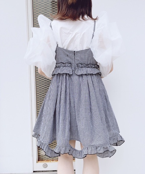 PAIN（ペイン）の「フリルキャミドレス（ワンピース・レディース・ホワイト/チェック・FREE）」の4枚目の写真