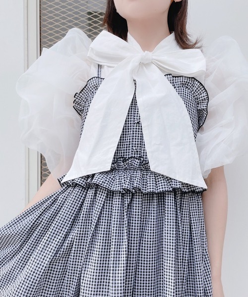 PAIN（ペイン）の「フリルキャミドレス（ワンピース・レディース・ホワイト/チェック・FREE）」の6枚目の写真