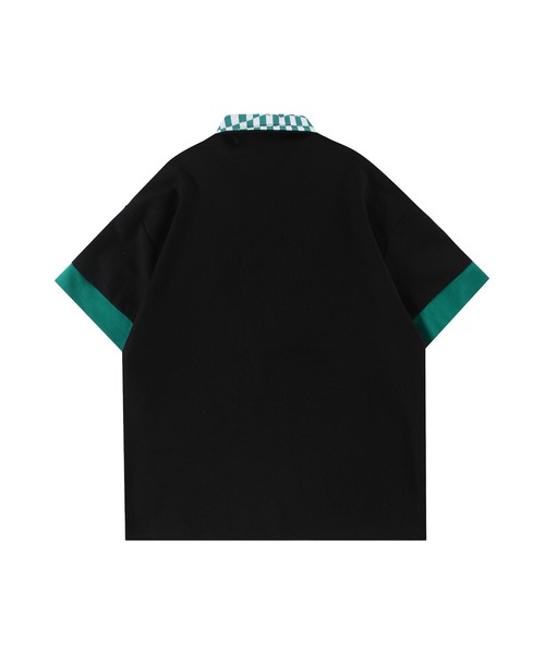 HOOK(フック)の「HOOK -original- レーシング風ブロックチェック切り替え半袖ハーフジップ (SS)(Tシャツ/カットソー・メンズ・ホワイト/ブラック・M/L/XL)」の6枚目の写真