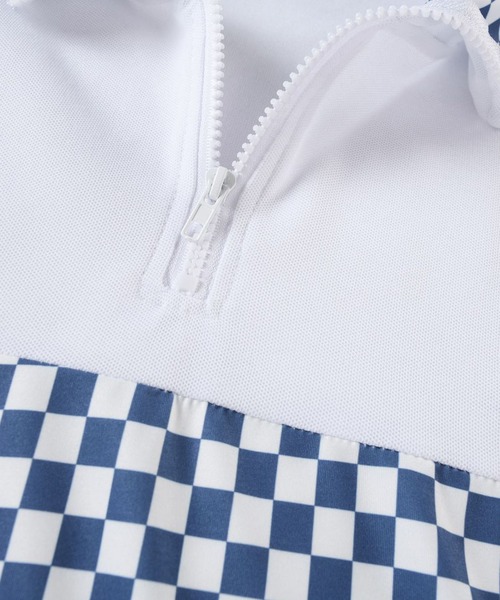 HOOK(フック)の「HOOK -original- レーシング風ブロックチェック切り替え半袖ハーフジップ (SS)(Tシャツ/カットソー・メンズ・ホワイト/ブラック・M/L/XL)」の9枚目の写真