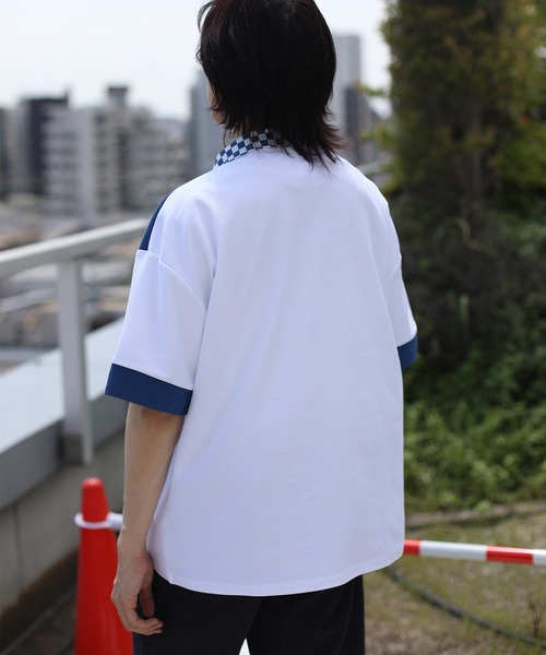 HOOK(フック)の「HOOK -original- レーシング風ブロックチェック切り替え半袖ハーフジップ (SS)(Tシャツ/カットソー・メンズ・ホワイト/ブラック・M/L/XL)」の22枚目の写真
