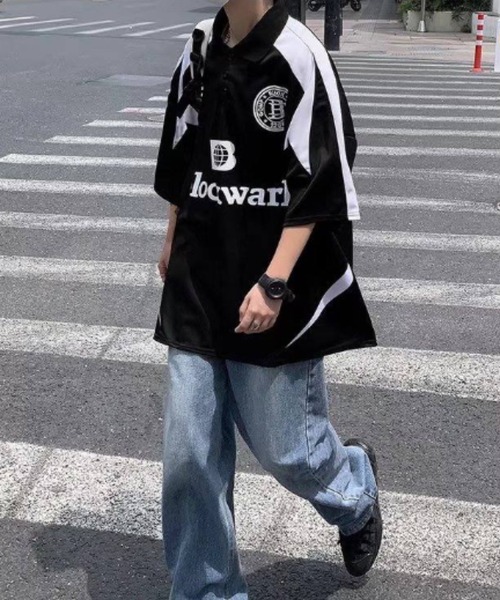 MGV（エムジーヴィー）の「オーバーサイズユニフォームロゴポロシャツ（ポロシャツ・メンズ・ホワイト/ブラック・LARGE/X-LARGE/MEDIUM）」の2枚目の写真