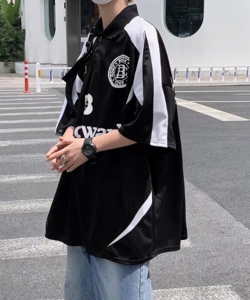 MGV（エムジーヴィー）の「オーバーサイズユニフォームロゴポロシャツ（ポロシャツ・メンズ・ホワイト/ブラック・LARGE/X-LARGE/MEDIUM）」の7枚目の写真