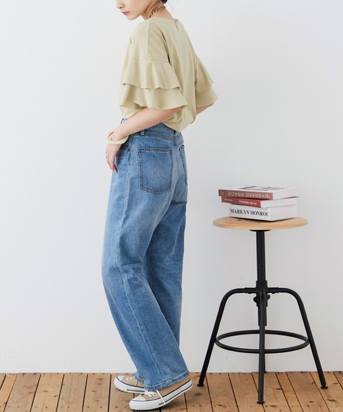 Fashion Letter(ファッションレター)の「大きいサイズ ダブルフリルスリーブ Tシャツ(Tシャツ/カットソー・レディース・ベージュ/カーキ/ブラウン系その他/ピンク系その他/ブラック・M~L/LL~3L/4L~5L)」の11枚目の写真