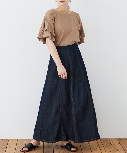 Fashion Letter(ファッションレター)の「大きいサイズ ダブルフリルスリーブ Tシャツ(Tシャツ/カットソー・レディース・ベージュ/カーキ/ブラウン系その他/ピンク系その他/ブラック・M~L/LL~3L/4L~5L)」の20枚目の写真