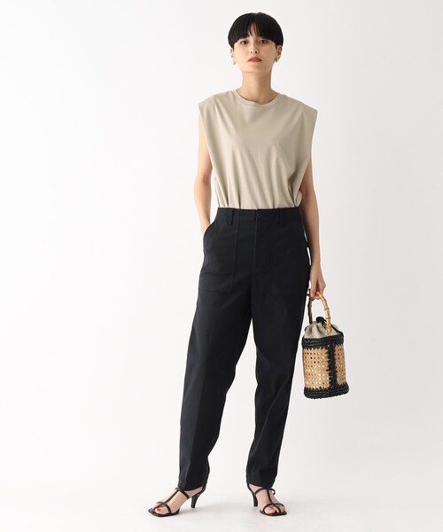 OPAQUE.CLIP（オペークドットクリップ）の「ストレッチベイカーパンツ/オーガニックコットン混【洗濯機洗い可/ストレッチ】（その他パンツ・レディース・カーキ/ブラック/ボルドー・42/40/38/36/34）」の5枚目の写真