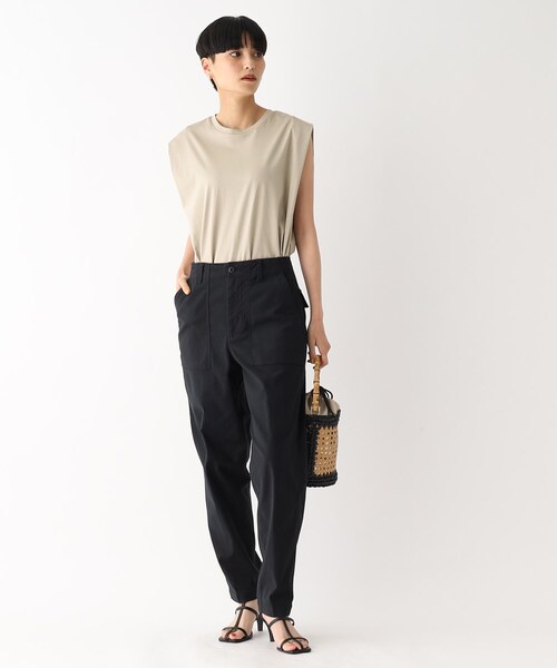 OPAQUE.CLIP（オペークドットクリップ）の「ストレッチベイカーパンツ/オーガニックコットン混【洗濯機洗い可/ストレッチ】（その他パンツ・レディース・カーキ/ブラック/ボルドー・42/40/38/36/34）」の6枚目の写真
