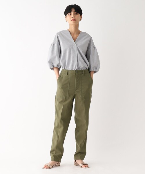 OPAQUE.CLIP（オペークドットクリップ）の「ストレッチベイカーパンツ/オーガニックコットン混【洗濯機洗い可/ストレッチ】（その他パンツ・レディース・カーキ/ブラック/ボルドー・42/40/38/36/34）」の11枚目の写真