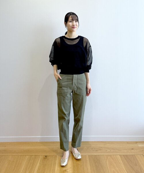 OPAQUE.CLIP（オペークドットクリップ）の「ストレッチベイカーパンツ/オーガニックコットン混【洗濯機洗い可/ストレッチ】（その他パンツ・レディース・カーキ/ブラック/ボルドー・42/40/38/36/34）」の17枚目の写真