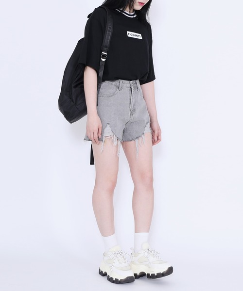 Figments(フィグメンツ)の「ラインリブTシャツ(Tシャツ/カットソー・レディース・ホワイト/ブラック・SMALL/MEDIUM)」の15枚目の写真