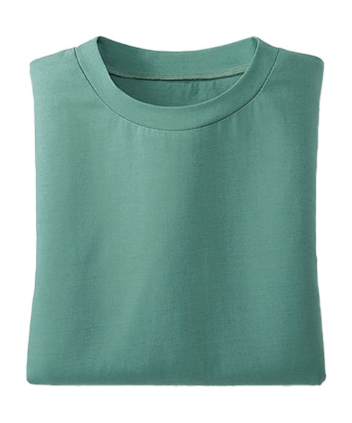 BELLUNA（ベルーナ）の「綿１００％　大人キレイ　抗菌防臭　汗ジミ対策　プチハイネックTシャツ（Tシャツ/カットソー・レディース・ブラック/サックスブルー/ブルーグレー/ブルーグリーン/ローズ/ターコイズブルー/インディゴブルー/モカ/コーラル/イエロー/チャコール/ライトグレー/ホワイト/サーモンピンク/ピンク・MEDIUM/LARGE/X-LARGE）」の8枚目の写真