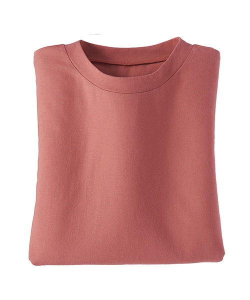 BELLUNA（ベルーナ）の「綿１００％　大人キレイ　抗菌防臭　汗ジミ対策　プチハイネックTシャツ（Tシャツ/カットソー・レディース・ブラック/サックスブルー/ブルーグレー/ブルーグリーン/ローズ/ターコイズブルー/インディゴブルー/モカ/コーラル/イエロー/チャコール/ライトグレー/ホワイト/サーモンピンク/ピンク・MEDIUM/LARGE/X-LARGE）」の15枚目の写真