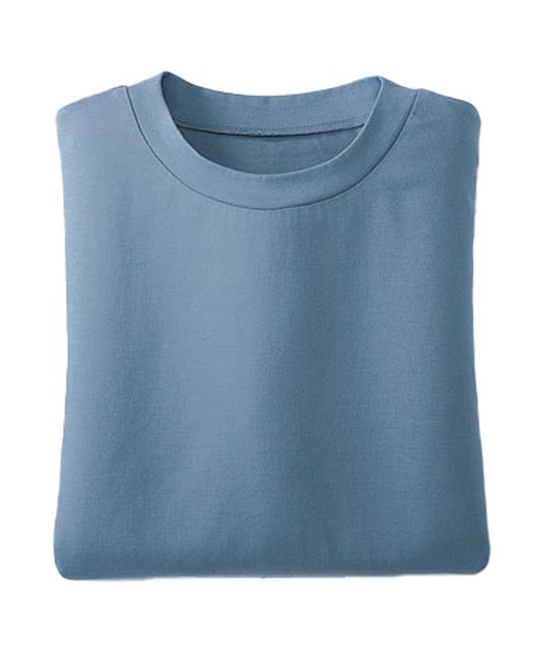 BELLUNA（ベルーナ）の「綿１００％　大人キレイ　抗菌防臭　汗ジミ対策　プチハイネックTシャツ（Tシャツ/カットソー・レディース・ブラック/サックスブルー/ブルーグレー/ブルーグリーン/ローズ/ターコイズブルー/インディゴブルー/モカ/コーラル/イエロー/チャコール/ライトグレー/ホワイト/サーモンピンク/ピンク・MEDIUM/LARGE/X-LARGE）」の5枚目の写真