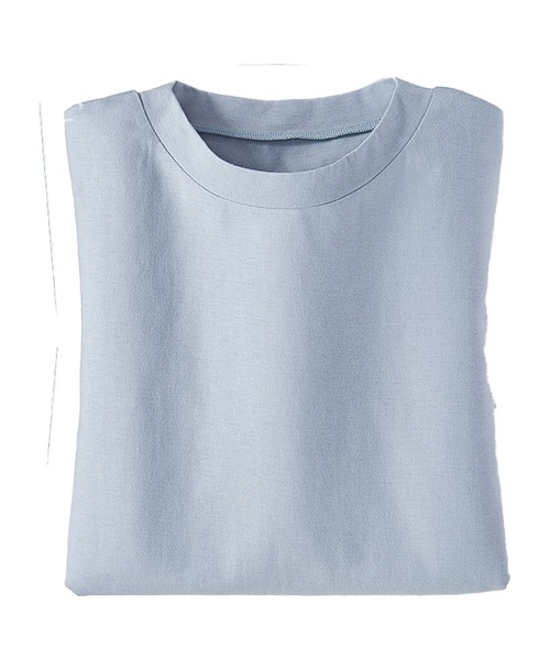 BELLUNA（ベルーナ）の「綿１００％　大人キレイ　抗菌防臭　汗ジミ対策　プチハイネックTシャツ（Tシャツ/カットソー・レディース・ブラック/サックスブルー/ブルーグレー/ブルーグリーン/ローズ/ターコイズブルー/インディゴブルー/モカ/コーラル/イエロー/チャコール/ライトグレー/ホワイト/サーモンピンク/ピンク・MEDIUM/LARGE/X-LARGE）」の21枚目の写真