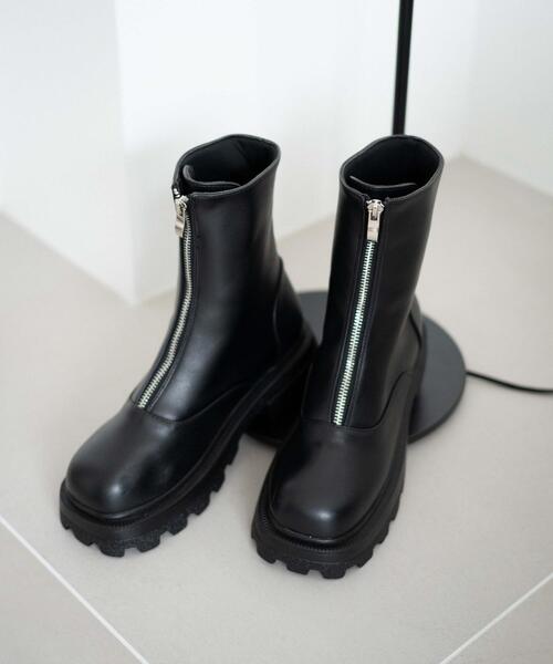 WEGO(ウィゴー)の「WEGO/フロントZIPショートブーツ(ブーツ・レディース・ブラック/オフホワイト・MEDIUM/LARGE)」の20枚目の写真