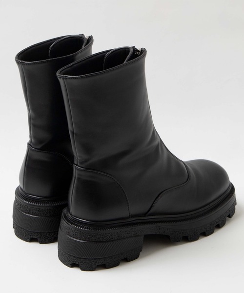 WEGO(ウィゴー)の「WEGO/フロントZIPショートブーツ(ブーツ・レディース・ブラック/オフホワイト・MEDIUM/LARGE)」の4枚目の写真