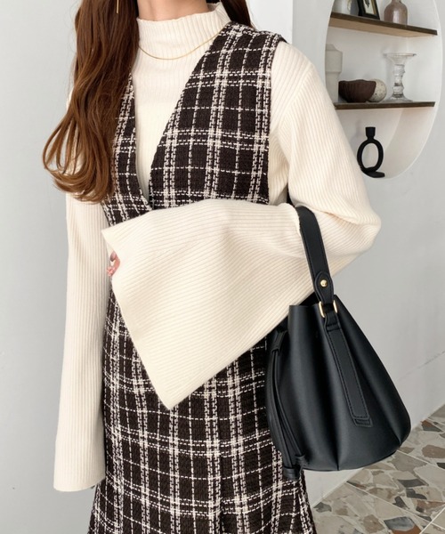 moment+（モーメントプラス）の「ツイードマーメイドワンピース(ツイードワンピース)（ワンピース・レディース・ブラウン/ブラック・M/L）」の7枚目の写真