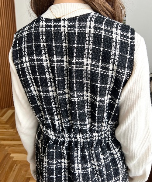 moment+（モーメントプラス）の「ツイードマーメイドワンピース(ツイードワンピース)（ワンピース・レディース・ブラウン/ブラック・M/L）」の6枚目の写真