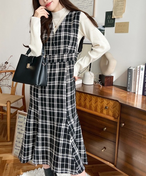 moment+（モーメントプラス）の「ツイードマーメイドワンピース(ツイードワンピース)（ワンピース・レディース・ブラウン/ブラック・M/L）」の18枚目の写真