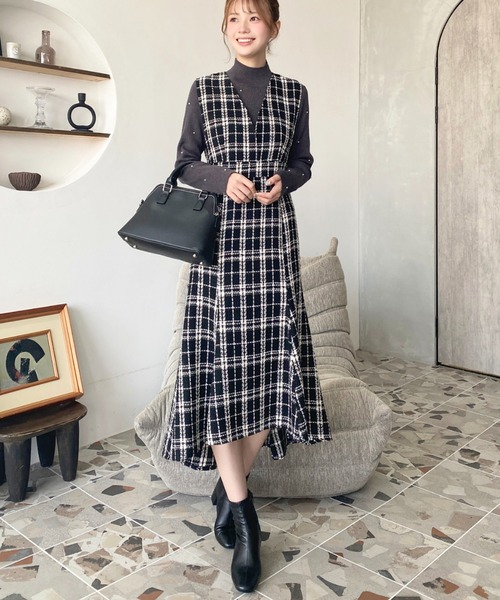 moment+（モーメントプラス）の「ツイードマーメイドワンピース(ツイードワンピース)（ワンピース・レディース・ブラウン/ブラック・M/L）」の22枚目の写真