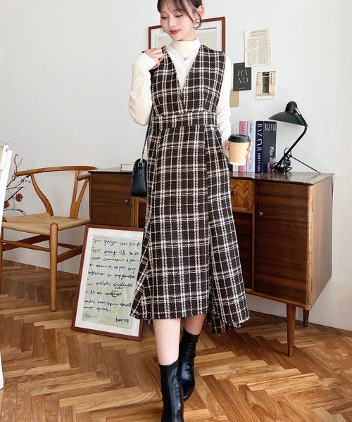 セール】ツイードマーメイドワンピース(ツイードワンピース