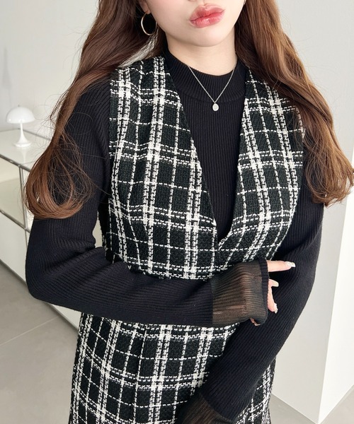 セール】ツイードマーメイドワンピース(ツイードワンピース