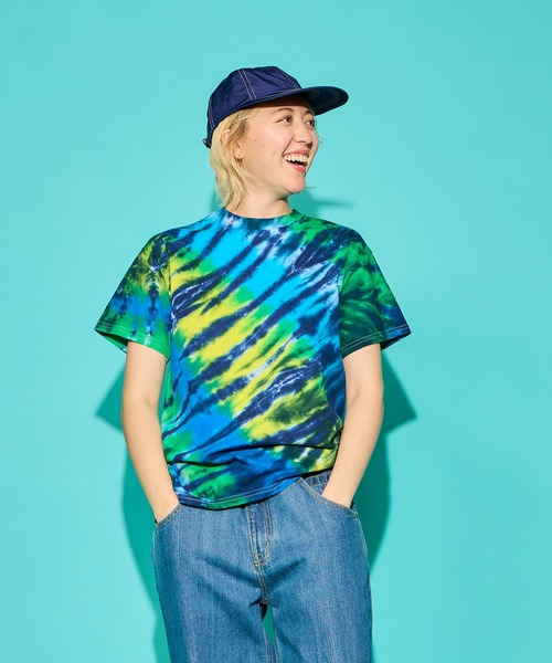 SAWINTO(ソイント)の「【TIE DYE/タイダイ】TIE DYE TEE - “DIAGONAL WEB” /タイダイ ティー - "ダイアゴナル ウェブ”(Tシャツ/カットソー・メンズ・レインボー/グリーン系その他・LARGE/MEDIUM/X-LARGE)」の1枚目の写真