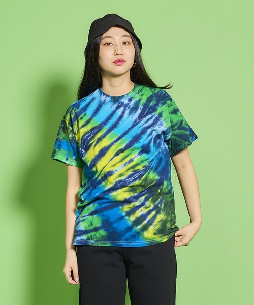 SAWINTO(ソイント)の「【TIE DYE/タイダイ】TIE DYE TEE - “DIAGONAL WEB” /タイダイ ティー - "ダイアゴナル ウェブ”(Tシャツ/カットソー・メンズ・レインボー/グリーン系その他・LARGE/MEDIUM/X-LARGE)」の4枚目の写真