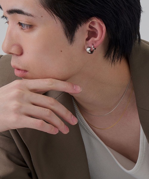 セール】【金属アレルギー対応】ワンタッチワイドフープミニピアス