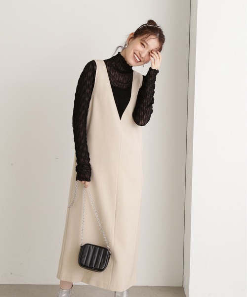 N.(N. Natural Beauty Basic)(エヌエヌナチュラルビューティーベーシック)の「【S Size Line】◆Vネックジャンパースカート(ジャンパースカート・レディース・ブラック/ブラウン/オフホワイト・SMALL/MEDIUM)」の16枚目の写真