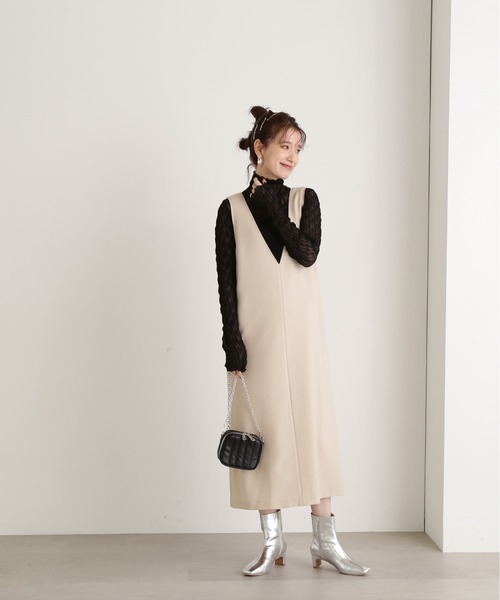 N.(N. Natural Beauty Basic)(エヌエヌナチュラルビューティーベーシック)の「【S Size Line】◆Vネックジャンパースカート(ジャンパースカート・レディース・ブラック/ブラウン/オフホワイト・SMALL/MEDIUM)」の12枚目の写真