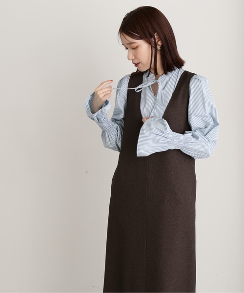 N.(N. Natural Beauty Basic)(エヌエヌナチュラルビューティーベーシック)の「【S Size Line】◆Vネックジャンパースカート(ジャンパースカート・レディース・ブラック/ブラウン/オフホワイト・SMALL/MEDIUM)」の21枚目の写真