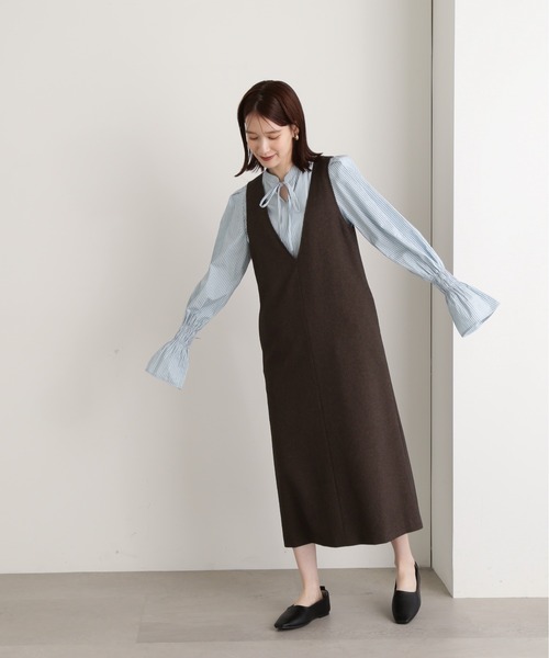 N.(N. Natural Beauty Basic)(エヌエヌナチュラルビューティーベーシック)の「【S Size Line】◆Vネックジャンパースカート(ジャンパースカート・レディース・ブラック/ブラウン/オフホワイト・SMALL/MEDIUM)」の18枚目の写真