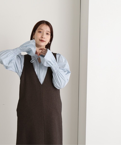 N.(N. Natural Beauty Basic)(エヌエヌナチュラルビューティーベーシック)の「【S Size Line】◆Vネックジャンパースカート(ジャンパースカート・レディース・ブラック/ブラウン/オフホワイト・SMALL/MEDIUM)」の15枚目の写真