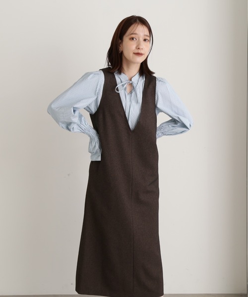 N.(N. Natural Beauty Basic)(エヌエヌナチュラルビューティーベーシック)の「【S Size Line】◆Vネックジャンパースカート(ジャンパースカート・レディース・ブラック/ブラウン/オフホワイト・SMALL/MEDIUM)」の11枚目の写真