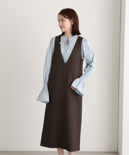 N.(N. Natural Beauty Basic)(エヌエヌナチュラルビューティーベーシック)の「【S Size Line】◆Vネックジャンパースカート(ジャンパースカート・レディース・ブラック/ブラウン/オフホワイト・SMALL/MEDIUM)」の22枚目の写真