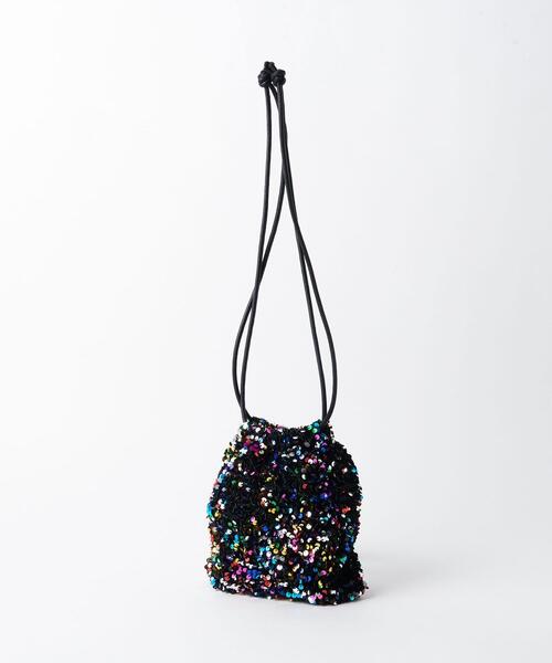【美品】ユナイテッドアローズ　シルバースパンコールバッグ UNITED ARROWS - ユナイテッドアローズ スパンコールバッグ 新品