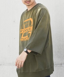 SCREEN STARS | SCREEN STARS: オーバーサイズ カットオフ ロゴプリント ライト スウェット 8分袖 Tシャツ◇(Tシャツ/カットソー)