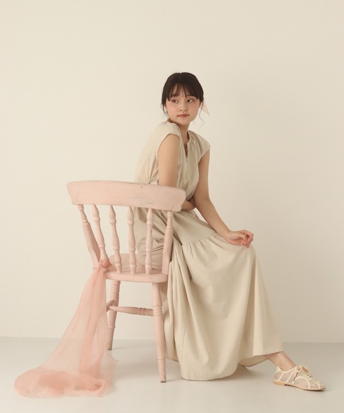 muguet（ミュゲ）の「リネンティアードワンピース（ワンピース・レディース・ブラック/アイボリー・FREE）」の5枚目の写真