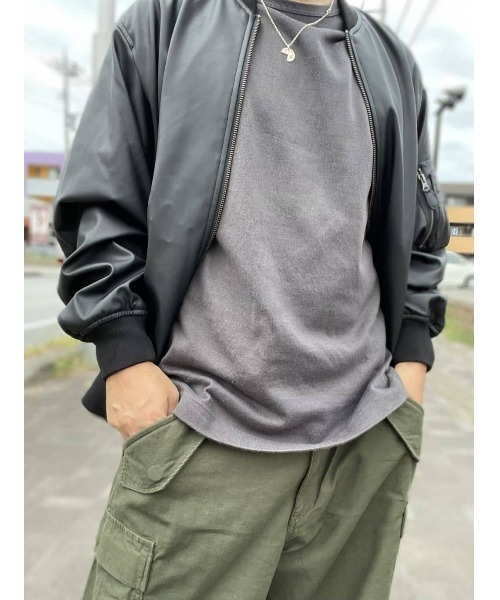 BACK NUMBER（バックナンバー）の「【BACK NUMBER】フェイクレザー MA-1フライトジャケット（MA-1・メンズ・オリーブ/ブラック・L/M/XL）」の6枚目の写真